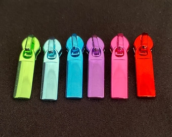 Zipper “Intense Colors”, narrow / slider for narrow endless zippers with spiral bead / trailer / puller