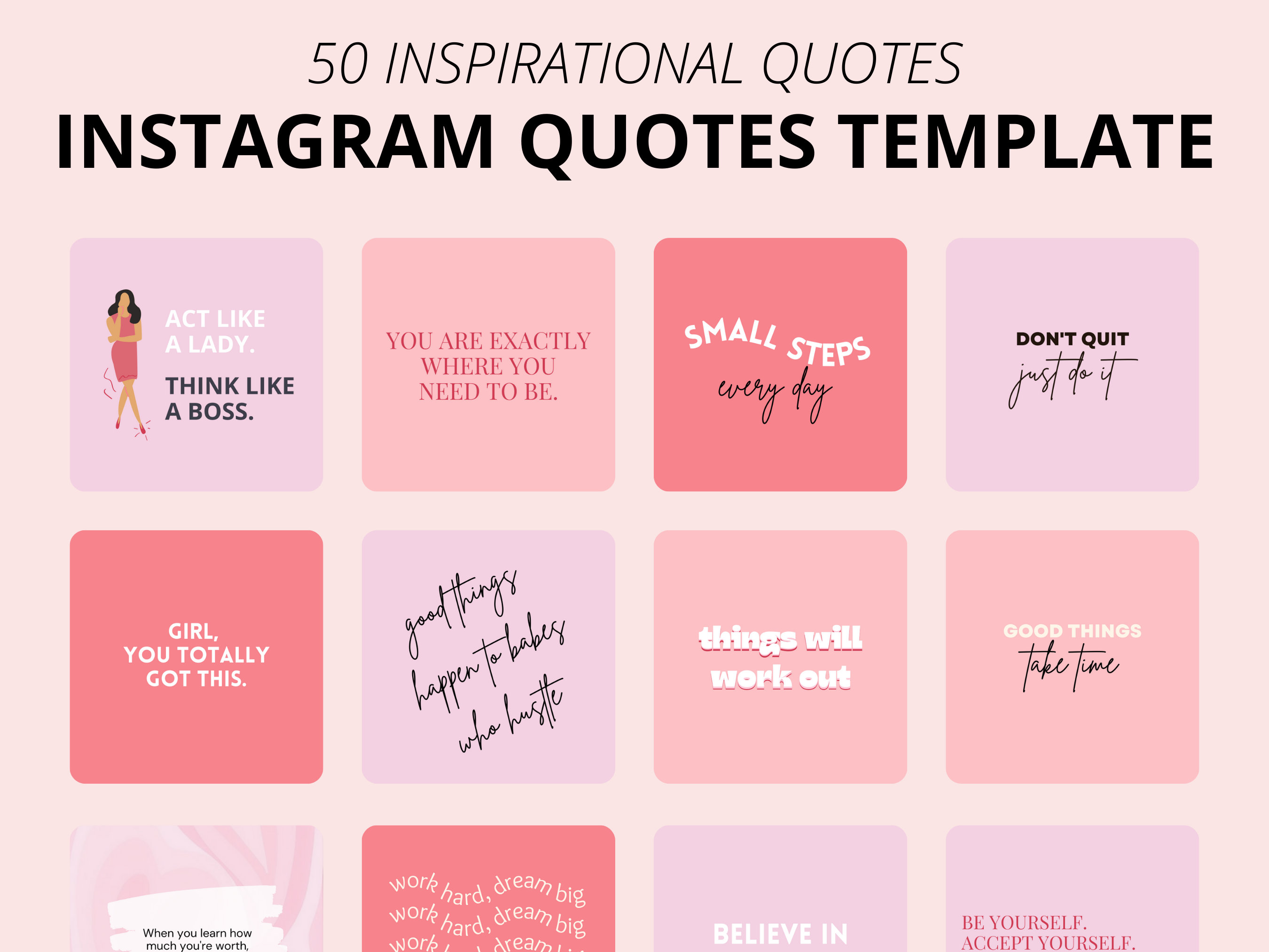 30 Pink Instagram Quotes Post Templates | Girl Boss, Instagram Quotes ...