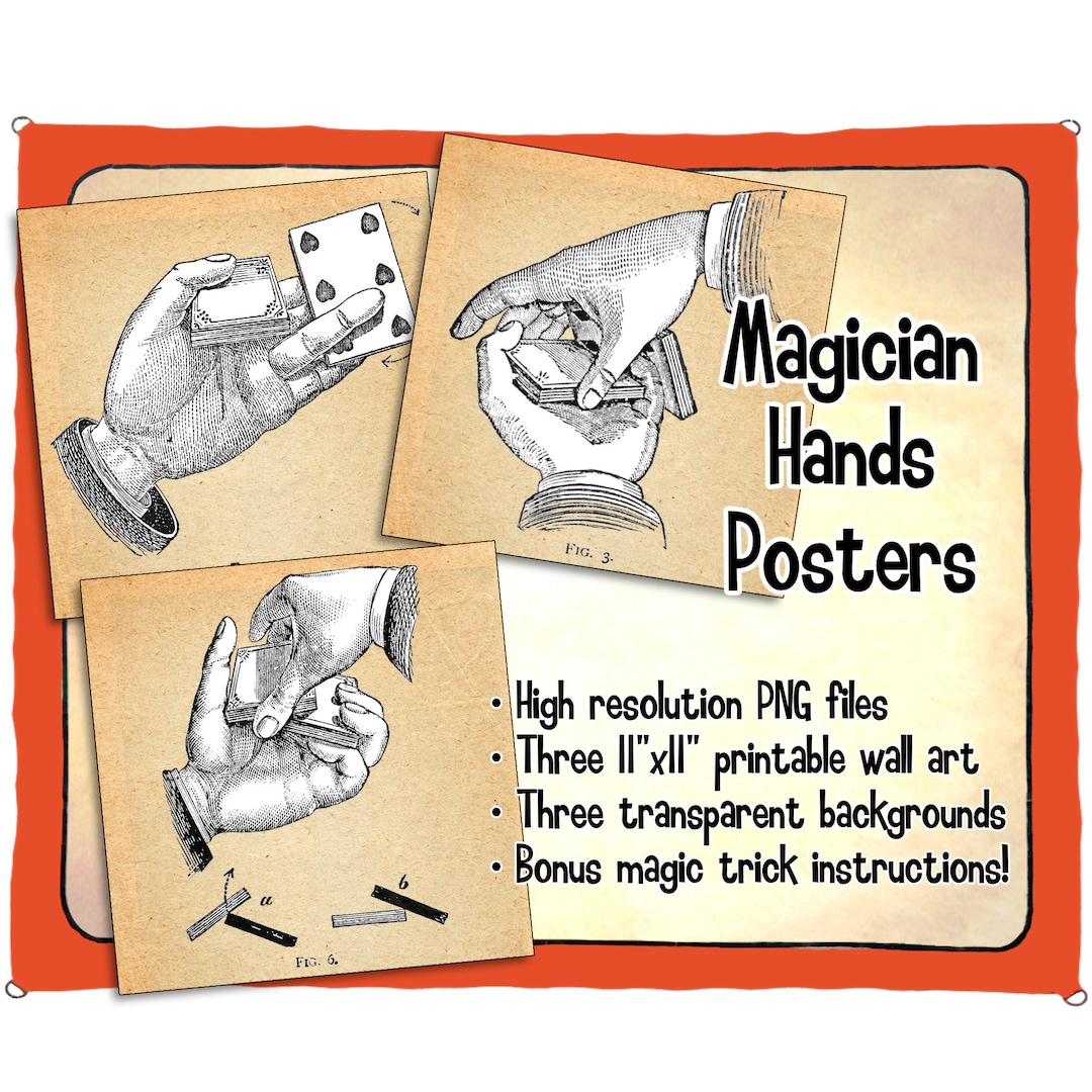 Magician's Hands Printable Wall Art Posters. Hi-res PNG Files Showing ...