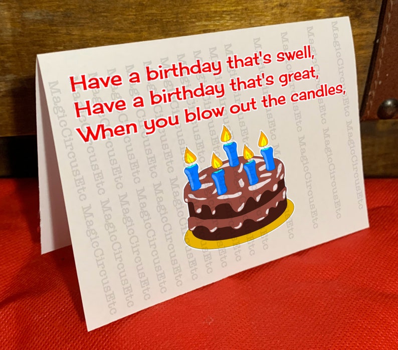 Comedy silly song birthday card. Funny party song kids love to sing at birthday parties. Printable download, 2 sizes 3.5x5, 4x6 image 2