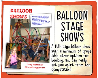 Funny balloon routines and activities for any family audience. From birthday parties to school assemblies. Big laughs for your kids show.