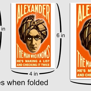 Alexander Magician Knows psychic greeting card. Mysterious eyes turban wearing mentalist mind reader. Funny comedy printable download image 4