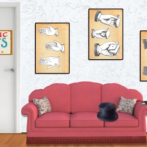 Magician's hands printable wall art posters. Hi-res PNG files showing various stage of manipulation, also include magic trick instructions image 2