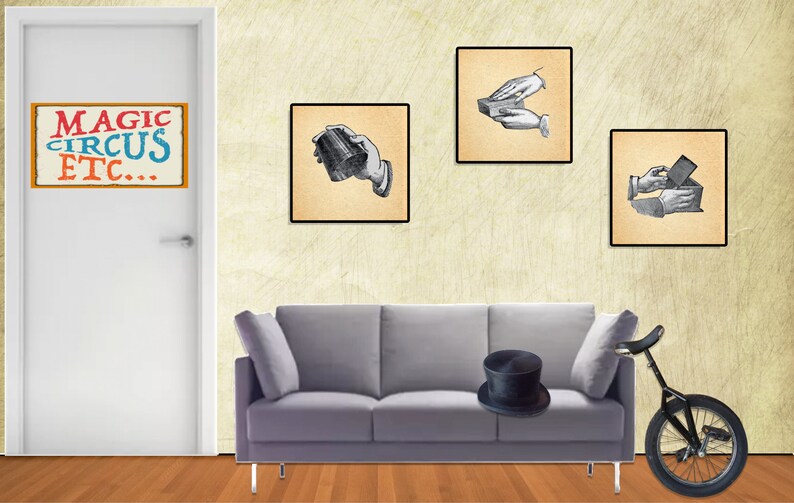 Magician's hands printable wall art posters. Hi-res PNG files showing various stage of manipulation, also include magic trick instructions image 2