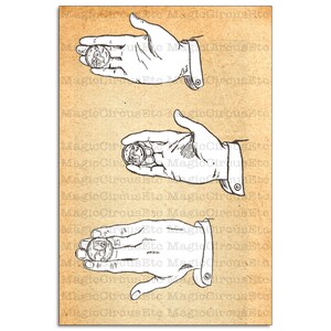 Magician's hands printable wall art posters. Hi-res PNG files showing various stage of manipulation, also include magic trick instructions image 3