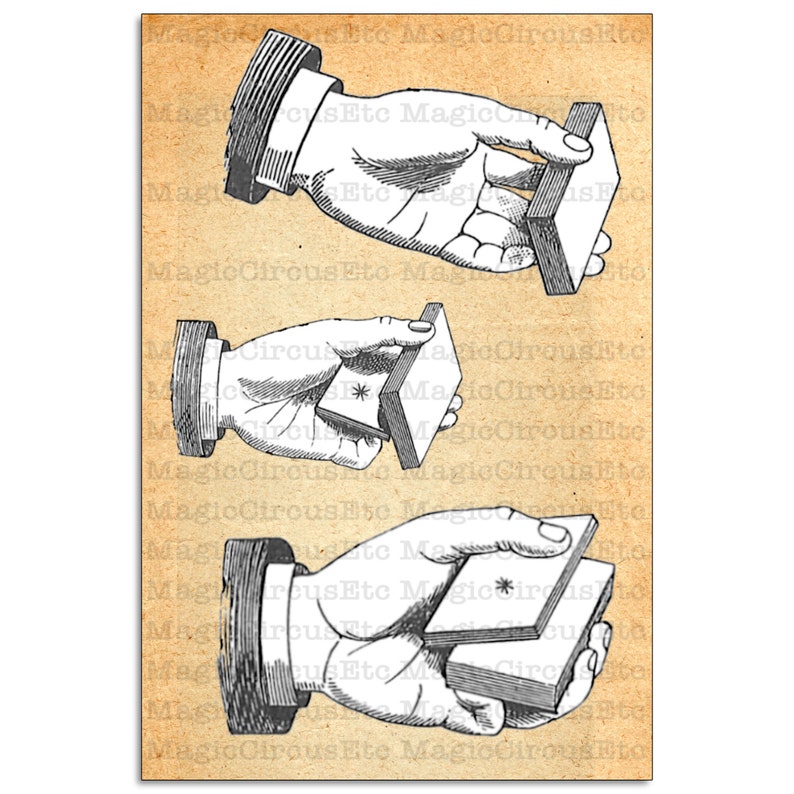 Magician's hands printable wall art posters. Hi-res PNG files showing various stage of manipulation, also include magic trick instructions image 4