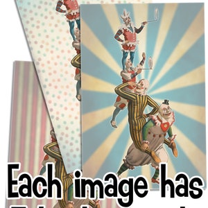 Twelve fancy circus clowns printable wall art posters. Hi-res PNG files, all with and without backgrounds image 6