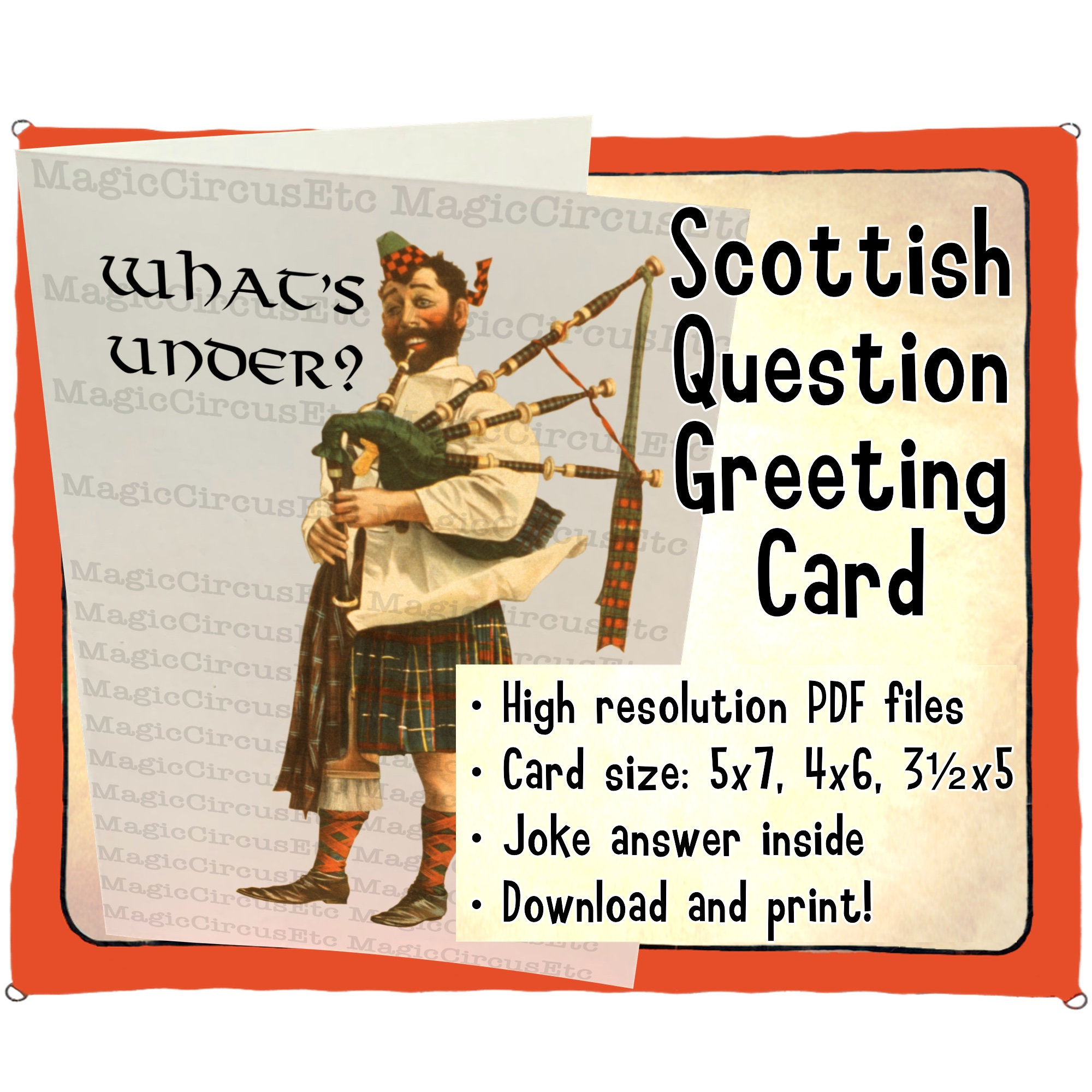 Bagpipe Player in Kilt Answering Age Old Question... What's Underneath Cheeky Scottish Joke