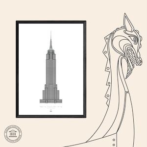 Póster del Empire State Building / Colección de monumentos en blanco y negro