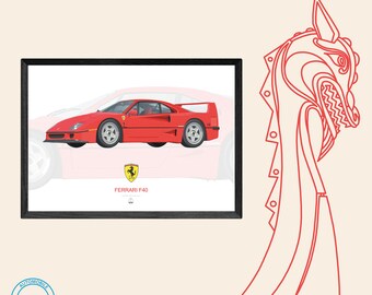Affiche Ferrari F40 1 Vue / Collection Automobile