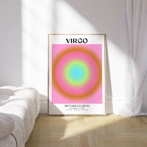 Virgo Gradient Art Print, Virgo Poster, Pink Aura Wall Art, Pink Decor, Zodiac Poster, Virgo Poster, Dorm Decor, Trendy Poster, Pink Glow