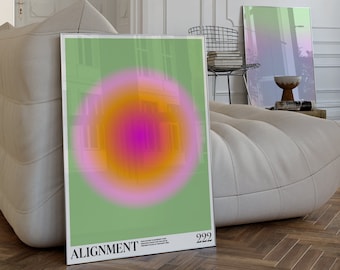 222 Poster, 222 Gradient Poster, Green Aura Poster, Angel Number 222 Wall Print, Aura Poster, Alignment, Art Print, Self Care, Dorm Art