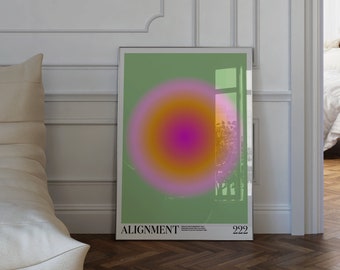 222 Angel Number Aura Print, Green Gradient Poster (Digital Download)