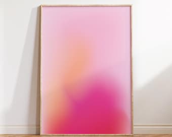 Pink Blur Aura Poster - Abstract Pink Gradient Wall Print, Aura, Spiritual Print, Abstract Colour, Pink Aura Art Print, DIGITAL DOWNLOAD,