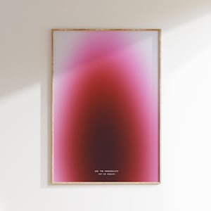 May include: Framed art print with a gradient of pink and red hues. The artwork features a blurred, abstract design with a darker center. The text at the bottom reads "SEE THE POSSIBILITY (NOT THE PROBLEM)."