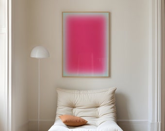 Bright Pink Aura Gradient Poster, Abstract Pink, Baby Blue Gradient Wall Print, Spiritual Print, Abstract Pink Art Print, DIGITAL DOWNLOAD
