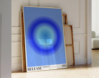 999 Gradient Poster, Blue Aura Art Print, Aura Poster, Angel Number 999 Wall Print, Blue Gradient Art, Spiritual Wall Art, DIGITAL DOWNLOAD