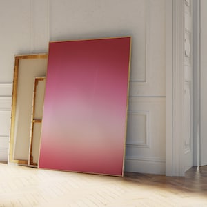 赤い日の出のオーラポスター、地平線と赤とピンクのグラデーションのウォールプリント、スピリチュアル、抽象的なカラフルなウォールアート、ホームデコレーション デジタルダウンロード