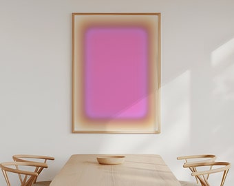 Impresión de arte degradado de aura rosa de ensueño, Póster espiritual de resplandor de orquídea, Energía positiva, Arte degradado abstracto grande, Decoración del hogar, Arte de pared rosa