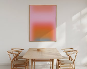 Impresión de arte degradado rosa caramelo, cartel de aura, cartel degradado naranja rosa de ensueño, arte moderno de la pared, arte del aura de moda, arte colorido, decoración del hogar