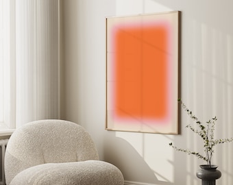 Glücklicher oranger Farbverlauf Art Print, hell rosa orange leuchtendes Aura Poster, spirituelles Poster, glückliche abstrakte bunte Wandkunst, Aura Energie Poster