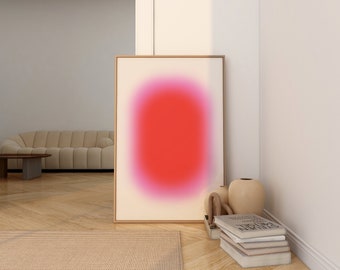 Pink Orange Gradient Art Print, Glowing Aura Poster