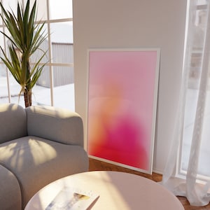 Impresión con degradado borroso rosa: resplandor rosa, póster espiritual, afirmación positiva, arte de cuidado personal, energía del aura, degradado de aura de ensueño, número de ángel