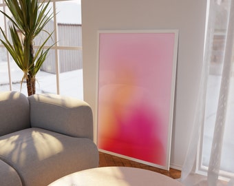 Pink Blur Gradient Print - Pink Glow, Spiritual Poster, Positive Affirmation, Self Care Art, Aura Energy, Dreamy Aura Gradient, Angel Number
