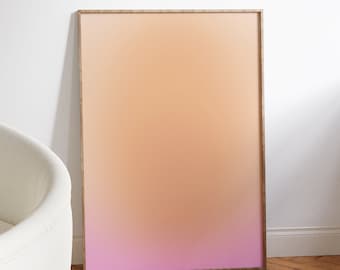 Peach Pink Gradient Print, Abstract Aura Art (Digital Download)
