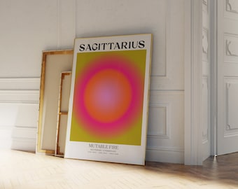 Sagittarius Aura Poster, Gradient Aura Art Print, Sagittarius Art, Gift, Astrology, Star Sign, DIGITAL DOWNLOAD, Trendy Dorm Decor, Wall Art