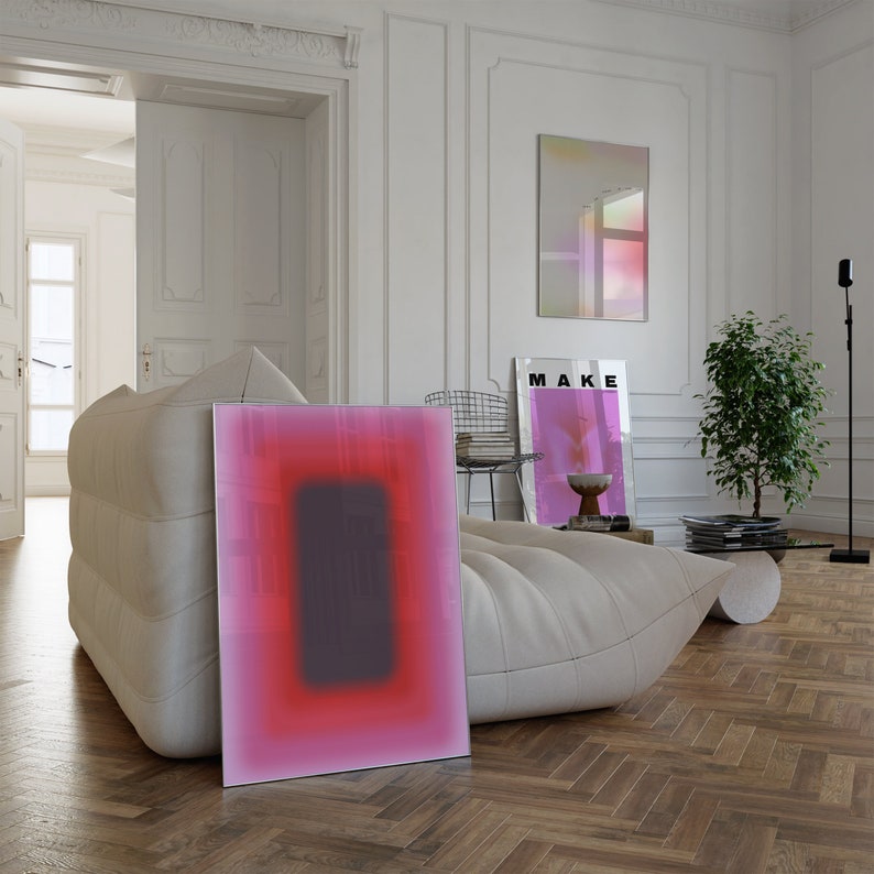Plakat artystyczny „Ciemnoróżowa aura”, duchowy gradient (do pobrania cyfrowego) zdjęcie 4