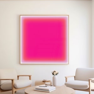 Pink Square Gradient Canvas, Dreamy Pink Aura Stretched Canvas, Large Pink Feminine Abstract Art, Trendy Wall Decor, Bold Pink Energy, Decor