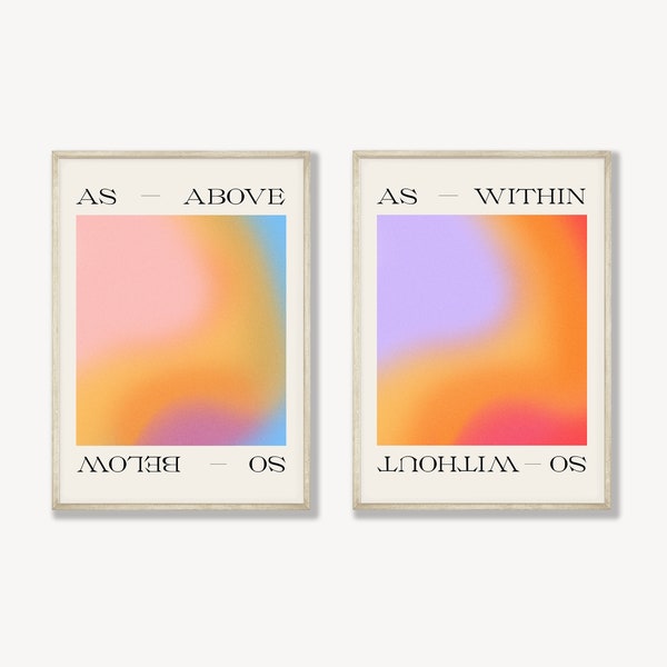 As Above Spiritual Wisdom Art Prints, Trendy Gradient Posters, Gradient Aura Poster, Energy Wall Print, Set of 2, Decor, DIGITAL DOWNLOAD