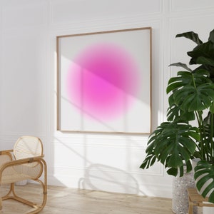 Pink Aura Poster | Retro Print, Square Aura Wall Art, Spiritual Print, Large Pink Gradient Art Print, Affirmation Wall Art, Pink Glow