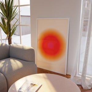 Póster de Aura Naranja - Impresión retro, Arte mural de aura, Impresión espiritual, Degradado naranja, Descarga digital, Arte mural de afirmación, Arte imprimible