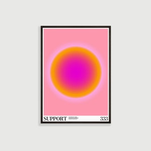 May include: A pink and orange gradient circle on a pink background. The text "SUPPORT" and "333" are at the bottom of the image.