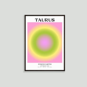 Taurus Gradient Wall Art, Zodiac Print, Gradient Aura Poster, Pink Taurus Art, Gift, Star Sign, Taurus Wall Art, Horoscope, DIGITAL DOWNLOAD