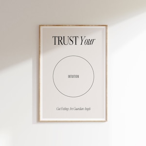 Trust Your Intuition Art Print, Digital Print, Neutral Beige Spiritual Quote, Beige Spiritual Wisdom Poster, Manifestation Quote Art Print
