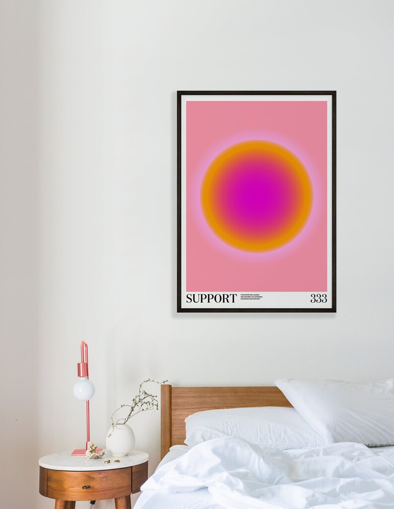 May include: A pink and orange gradient circle with a pink background. The text "SUPPORT" is in black at the bottom of the image. The text "333" is in black at the bottom right corner of the image.