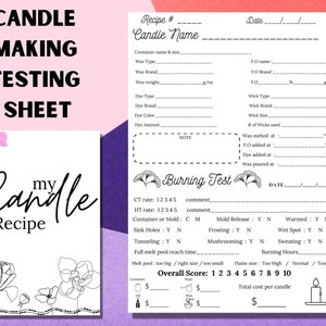 My Candle Recipe Book / Candle Making Sheet / candle testing sheet /Printable / Label / DIY / Candle making / business helper / planner