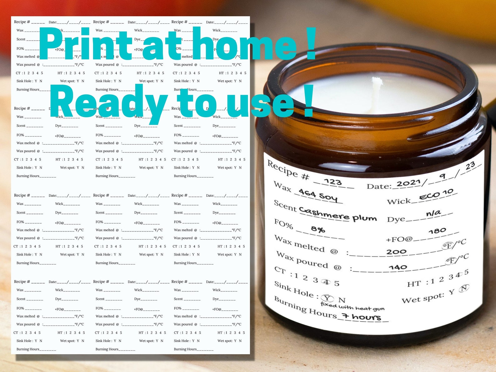 My Candle Recipe Book / Candle Making Sheet / Candle Testing Etsy