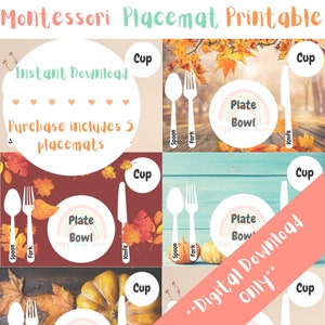 Autumn/ Fall| Montessori Table Setting Placemat| PRINTABLE DOWNLOAD| Toddler Place Setting Practice| Montessori-Inspired Homeschool|