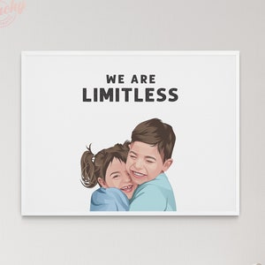 Custom Children, Toddler, Baby, Dog, Cat, Pet Portrait with Positive Affirmation - Illustrated Cartoon Portrait -TWO Face/Figure Included
