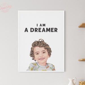 Custom Children, Toddler, Baby Portrait with Positive Affirmation - Digital Download, Illustrated Cartoon Portrait -ONE Face/Figure Included