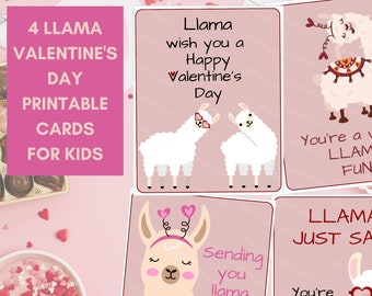 Printable Llama Valentine Cards for Kids | Classroom Exchange Set | Digital Download