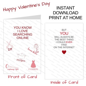 Funny Valentine Card Printable | Valentine's Day Card for Boyfriend, Girlfriend, Husband, Wife | Online Dating Valentine Card