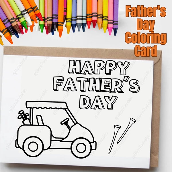 Father's Day Coloring Card Golf | printable kids Fathers Day card download | father's day activity