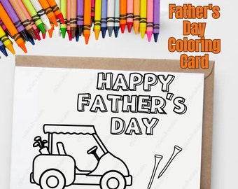 Father's Day Golf Coloring Card: Printable Kids Activity (PDF Download)