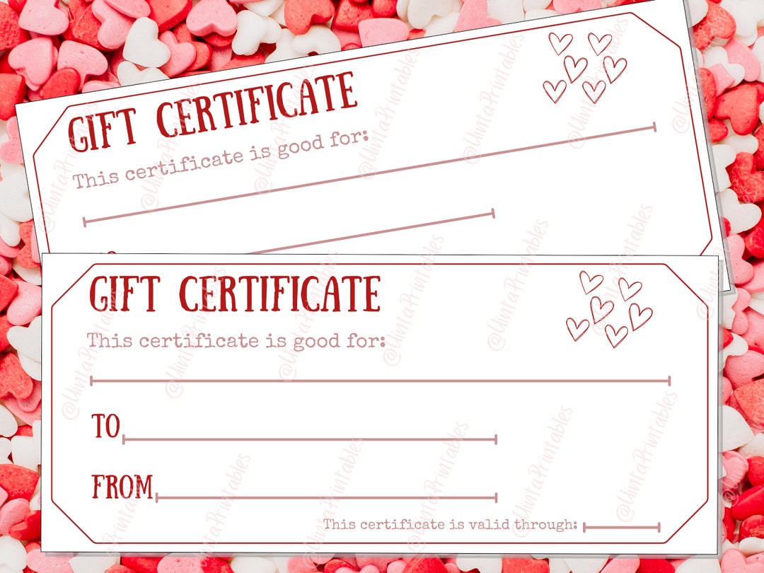 Printable Valentine Day Gift Certificate | 3 Certificates per 8.5x11 ...