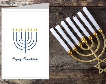 Tarjeta minimalista de Hanukkah / Diseño elegante de menorá / Descarga digital